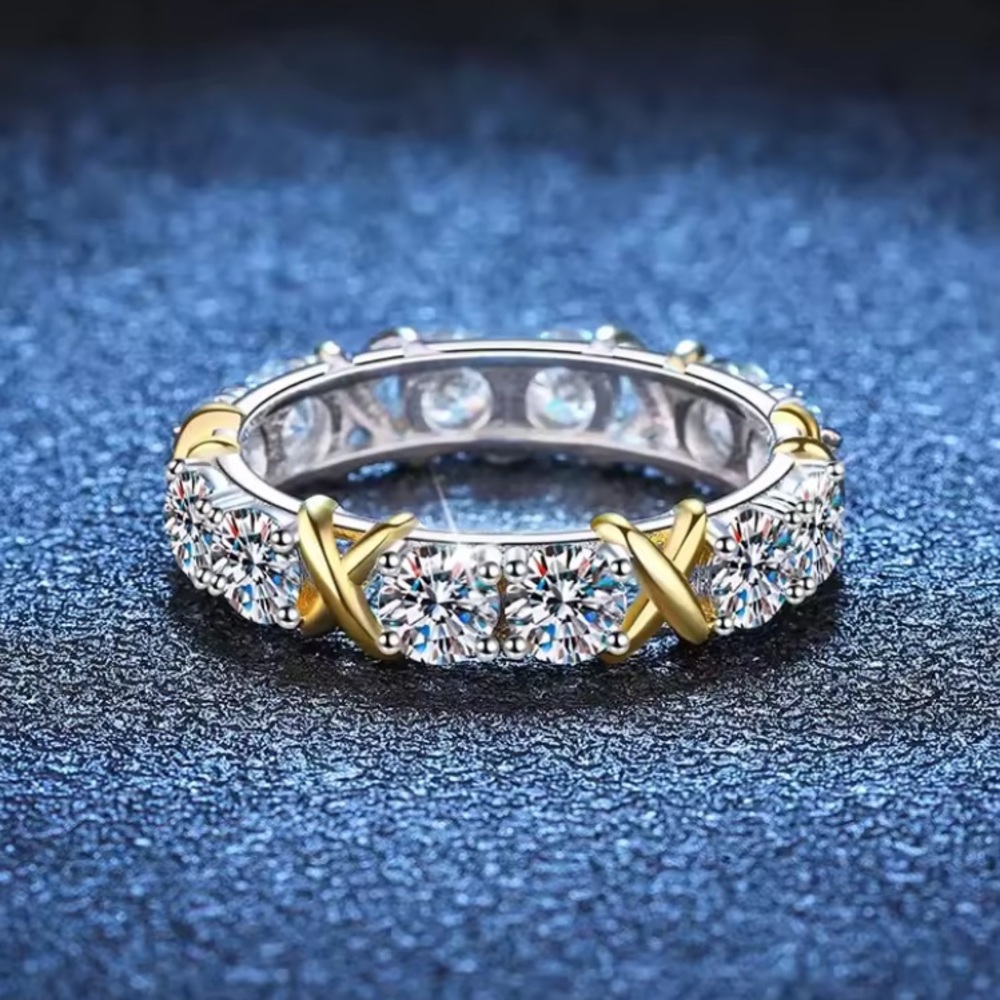 - Tiffany Style-14k White Gold Finish Platinum & White Topaz Ring Sizes 9
